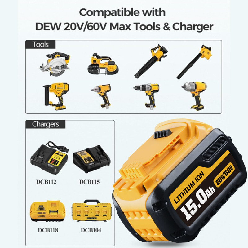 15Ah FOR DEWALT DCB609 20V / 60V MAX FLEXVOLT Lithium-Ion Battery DCB612 DCB606