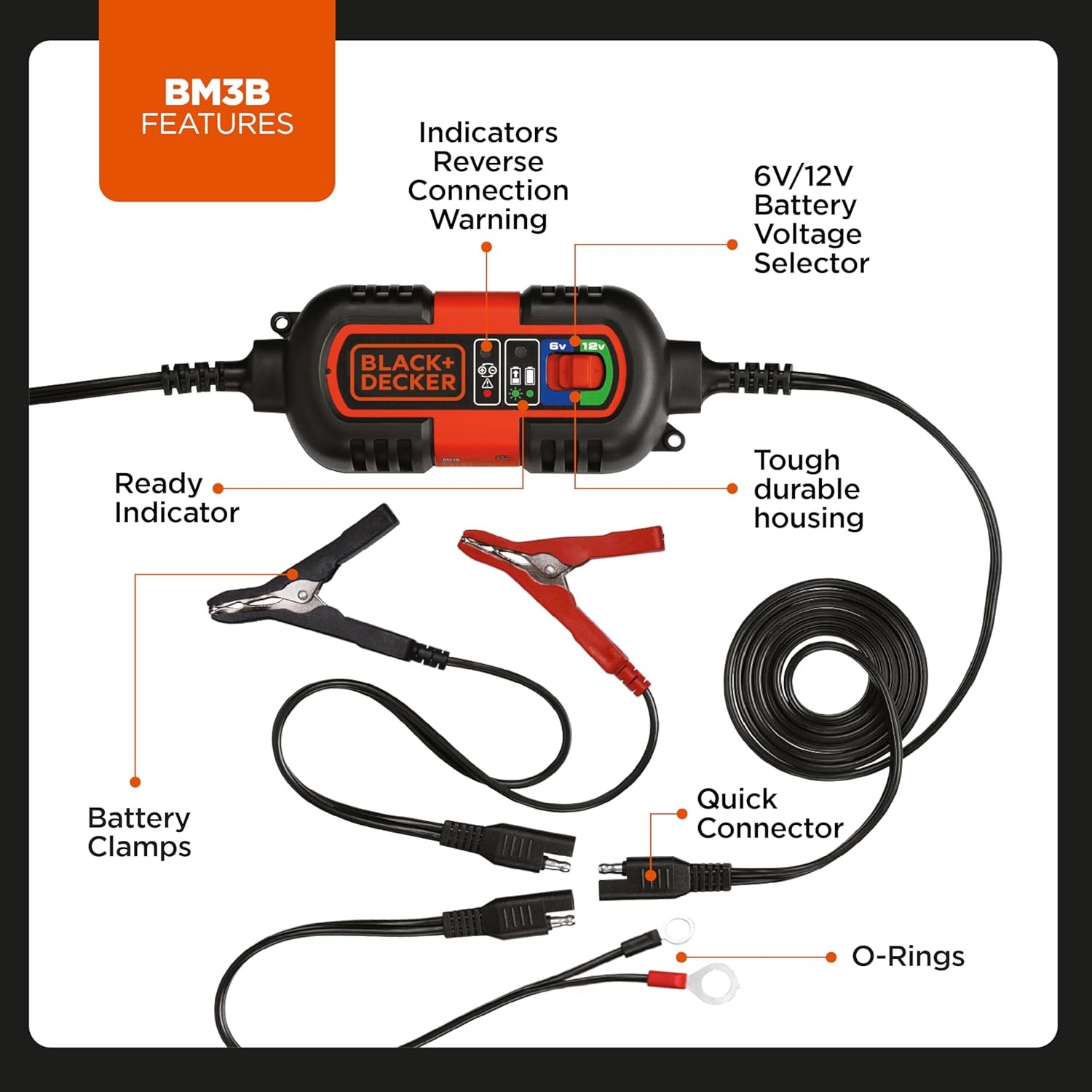 Black Decker Battery Charger Maintainer Automatic Float Trickle Car Truck 6V/12V