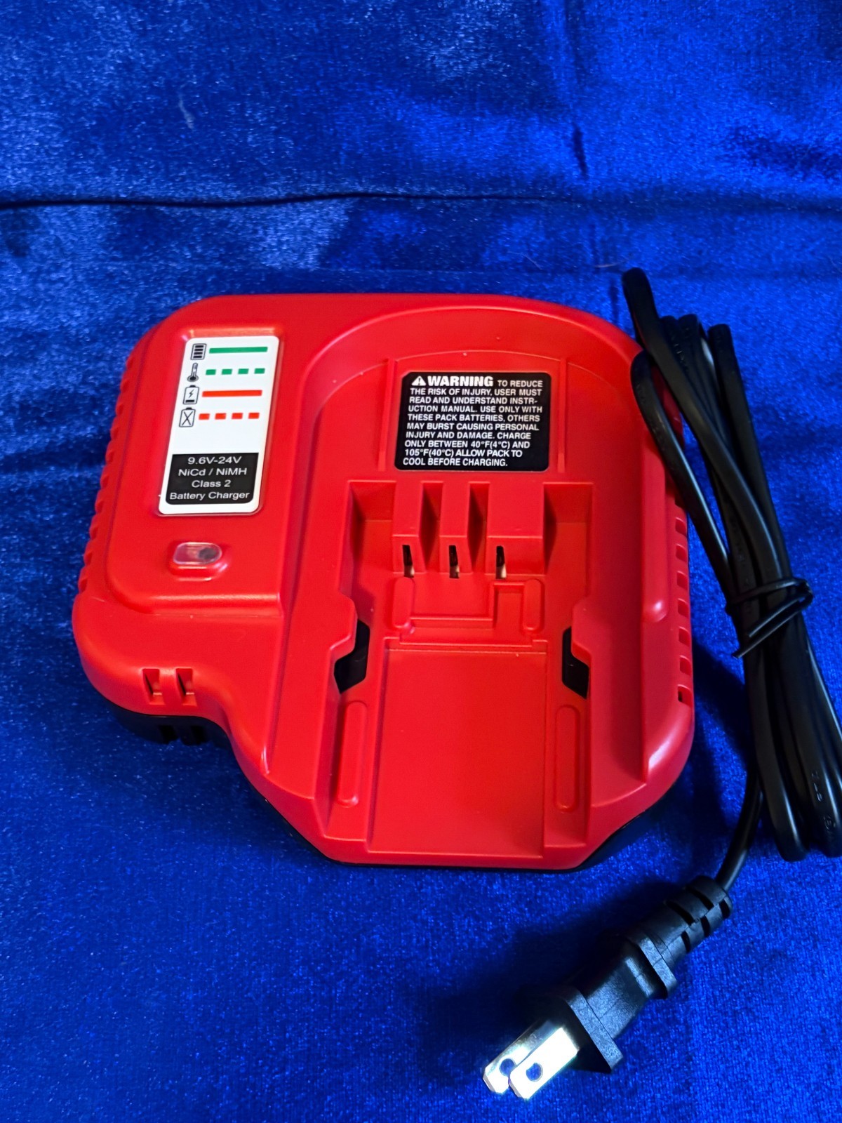 Black & Decker Compatible BDFC240 9.6V 24V Battery Charger- Red