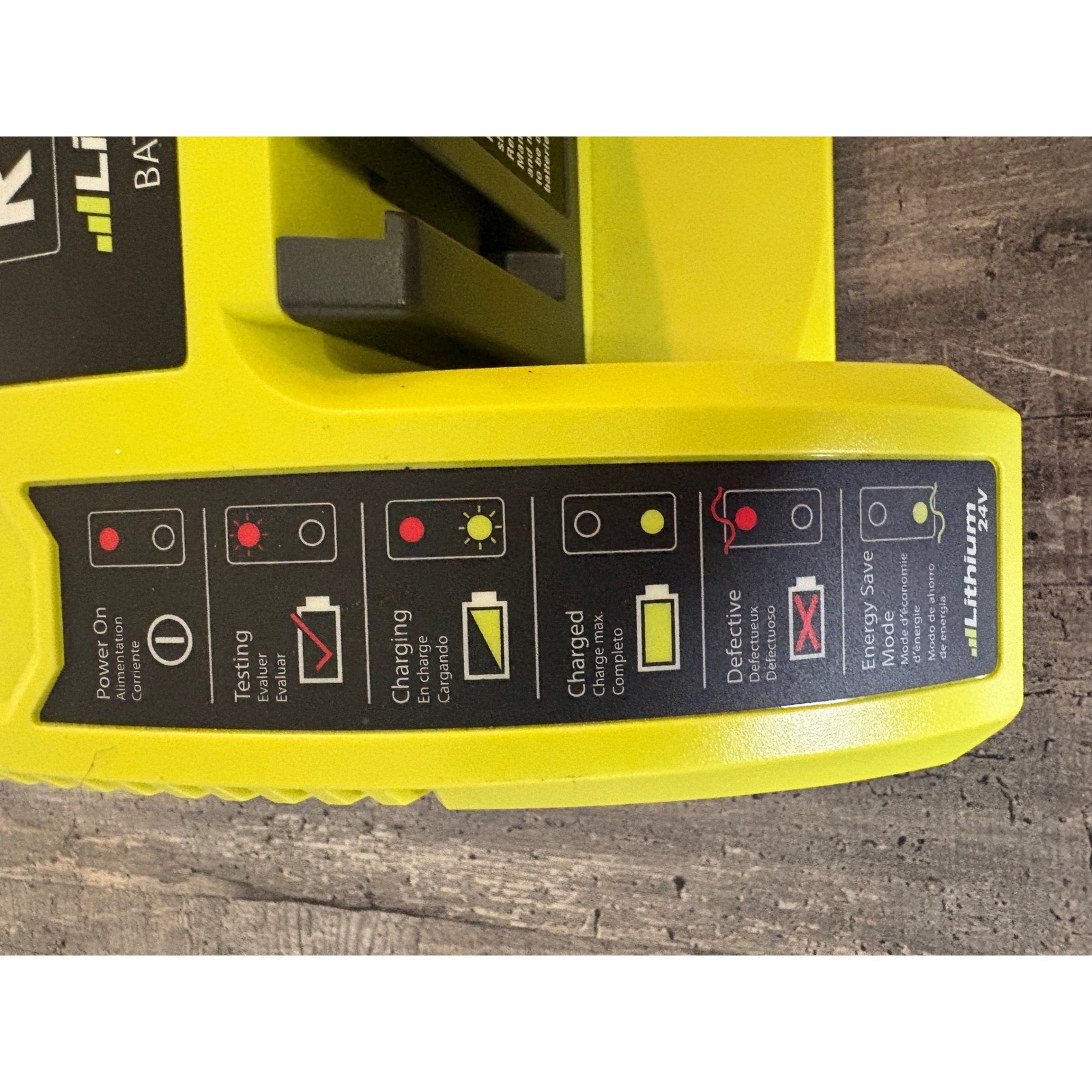 Ryobi OP140 Lithium 24V Battery Charger 140156001 Hyper Green Gray Diagnostic