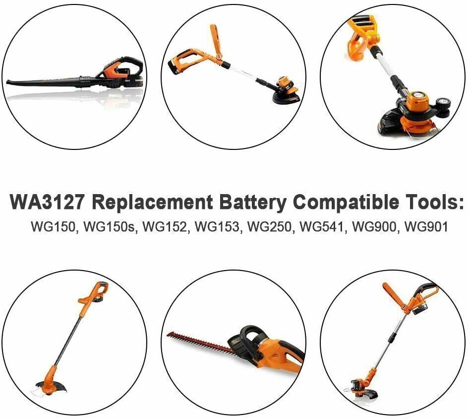 2x For Worx WA3127 18V 4.8Ah Battery WA3152 WG150 WG152 WG153 WG250 Cordless