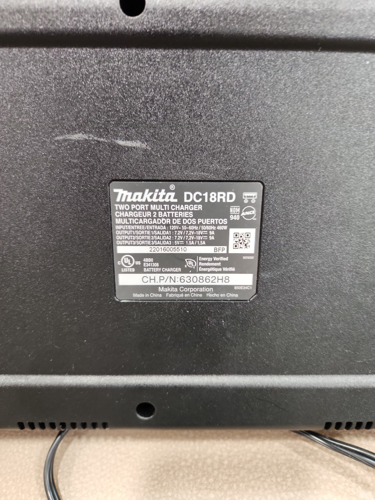 Makita DC18RD Dual Port 14.4-18V Rapid Battery Charger USB 2 BL1830 1840 1850