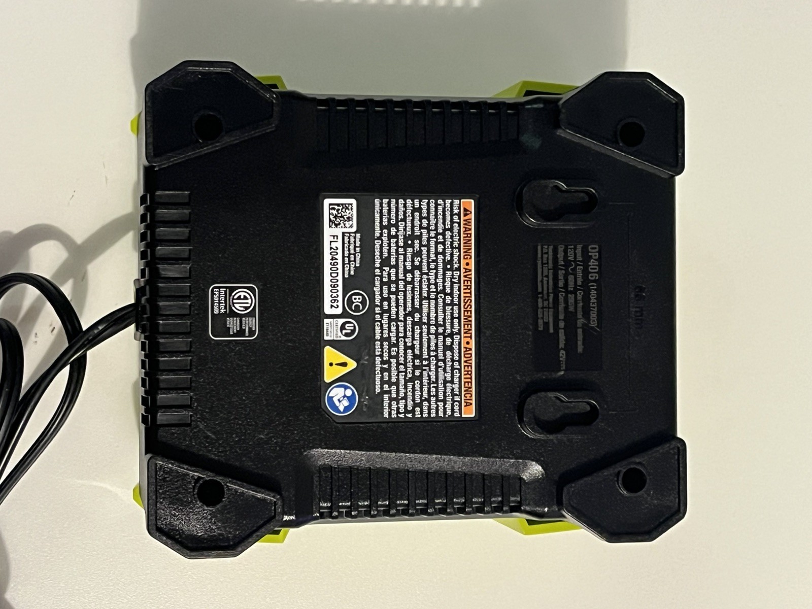 Ryobi OP406 40V Battery Charger Green Used Tested