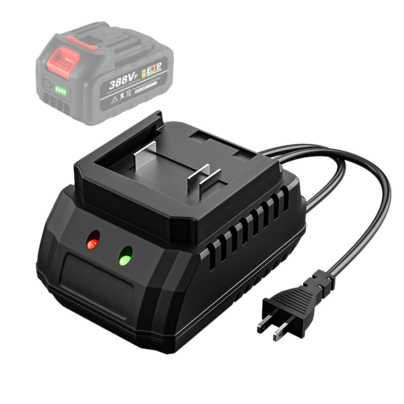 21V Battery Rapid Charger Base, Single Port Fast Compatible Black