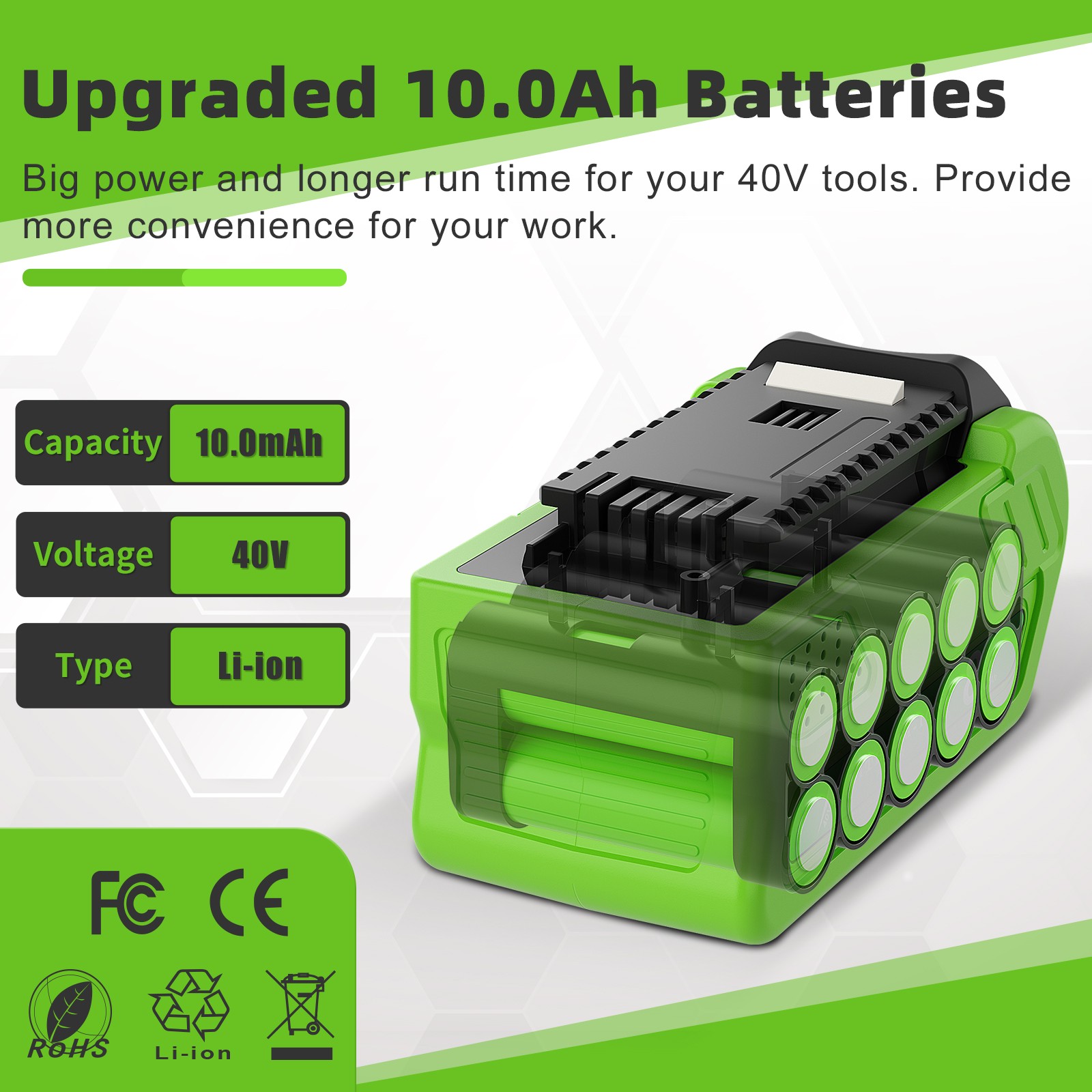 9.0AH Battery/Charger For Greenworks 40Volt Battery 29462 29482 29472 40V