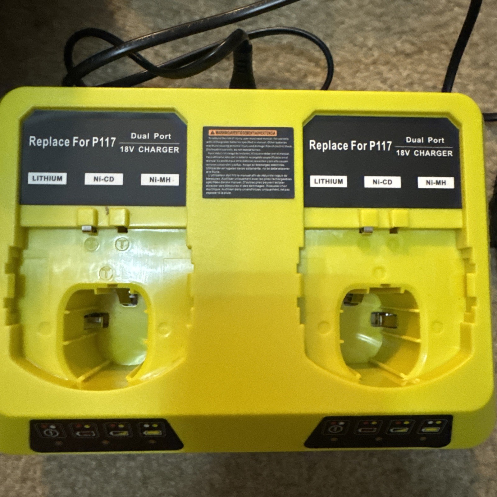 18V Dual Port Charger for Ryobi P117 P108 PBP005 Lithium-Ion NiCad NiMh Battery