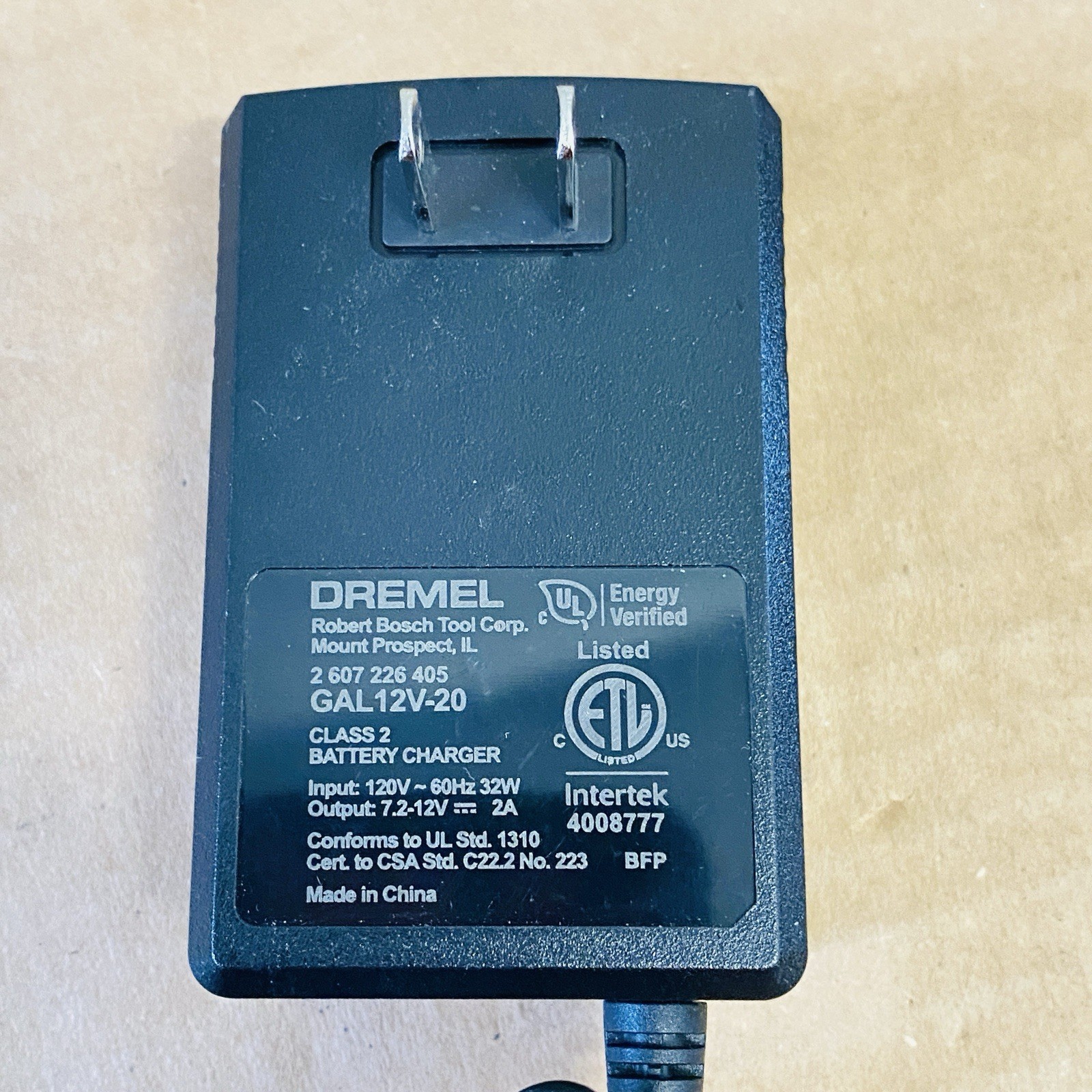 DREMEL GAL12V-20 OEM 7.2V 10.8V 12V Max Lithium Battery Charger , Tested Works