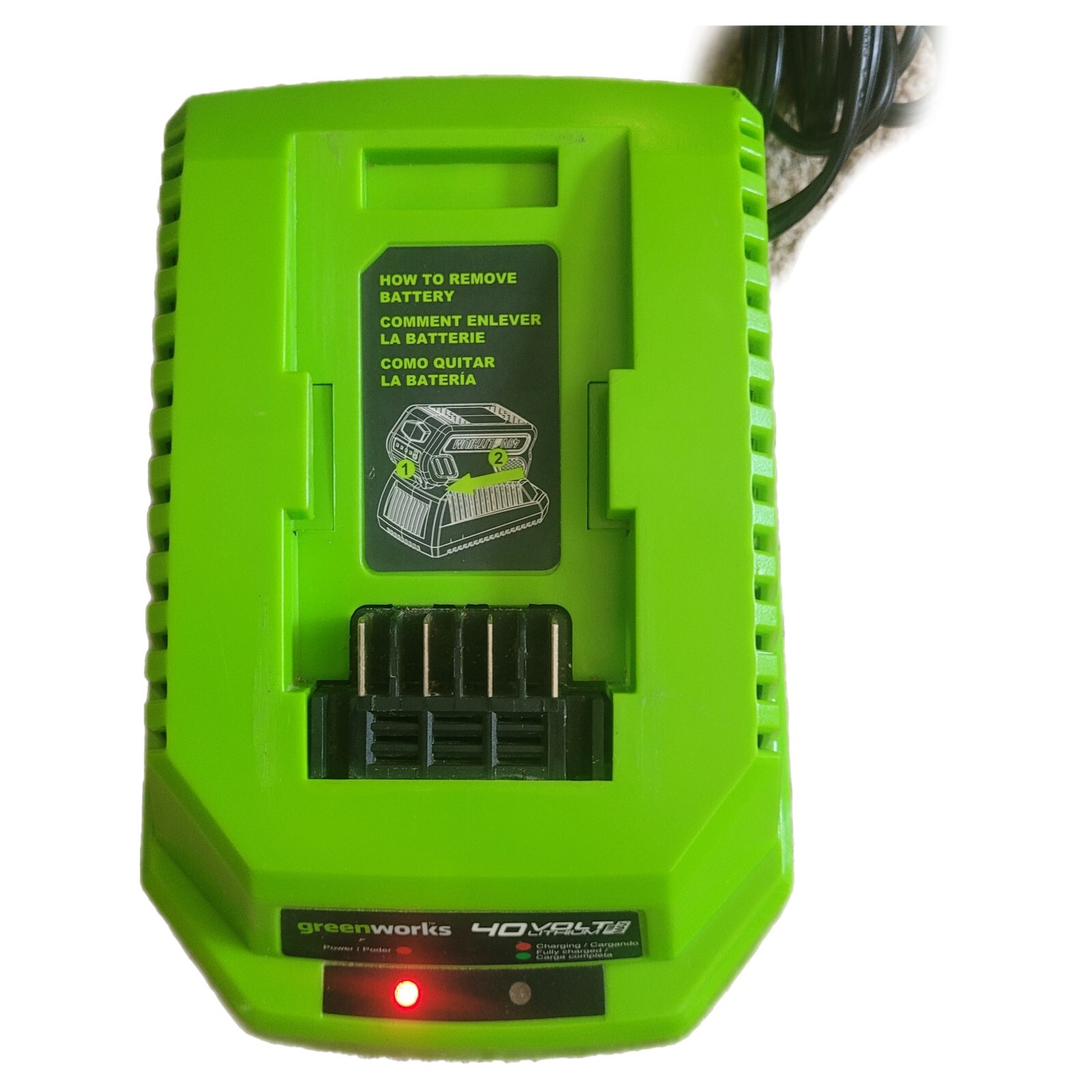 GreenWorks 29482 G-MAX 40V Lithium-ion Battery Charger – Green