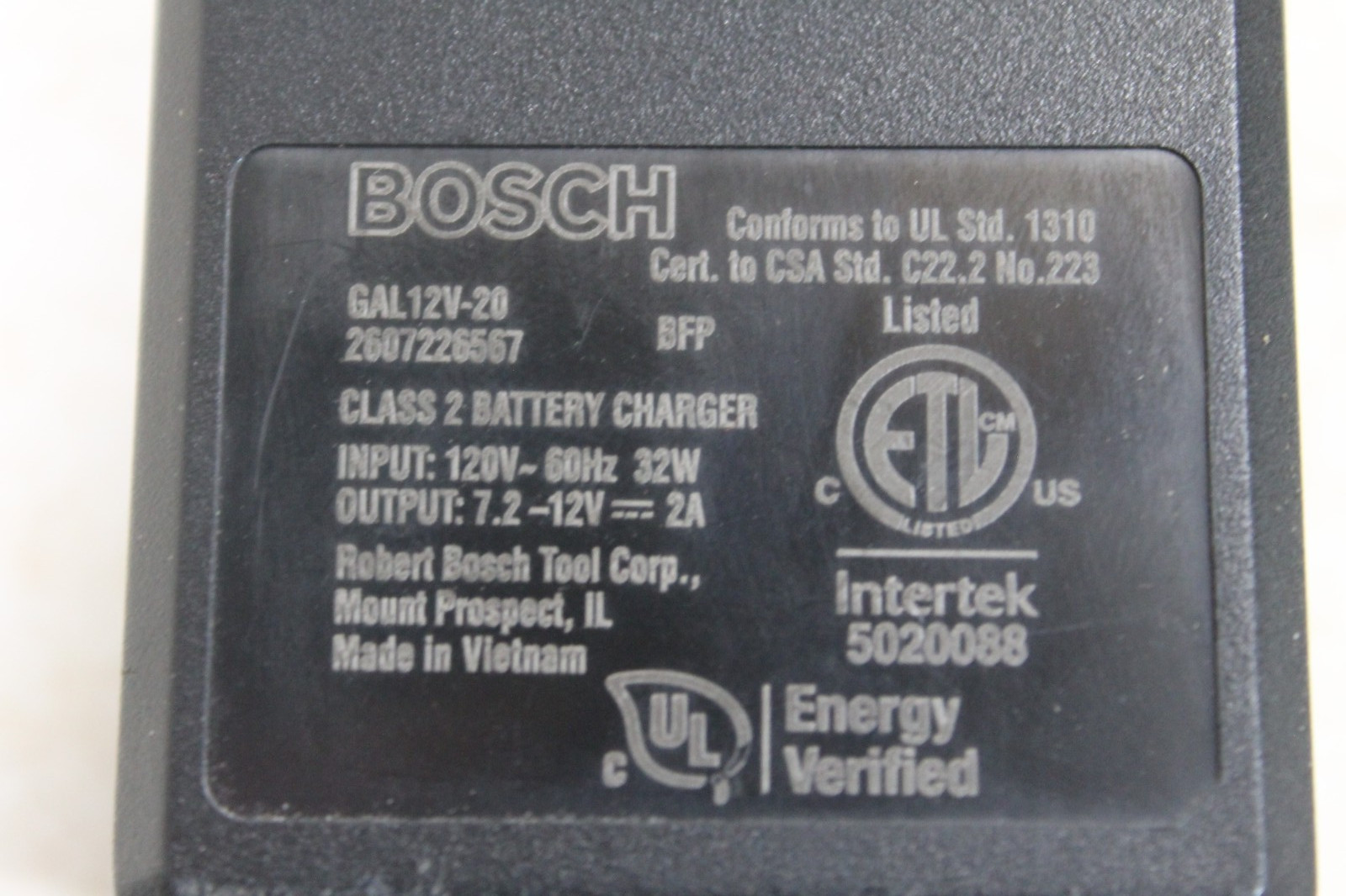 TESTED Genuine OEM Bosch 12V Volt Battery Charger GAL 12v-20