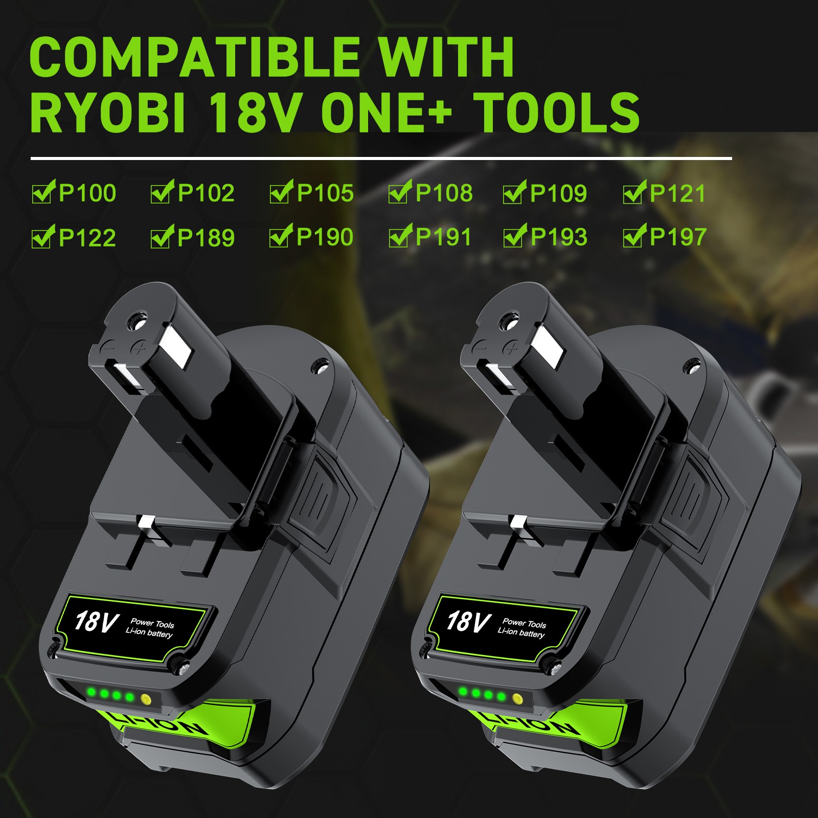 12.0Ah For RYOBI P108 18Volt High Capacity Lithium-ion Battery /Charger P107