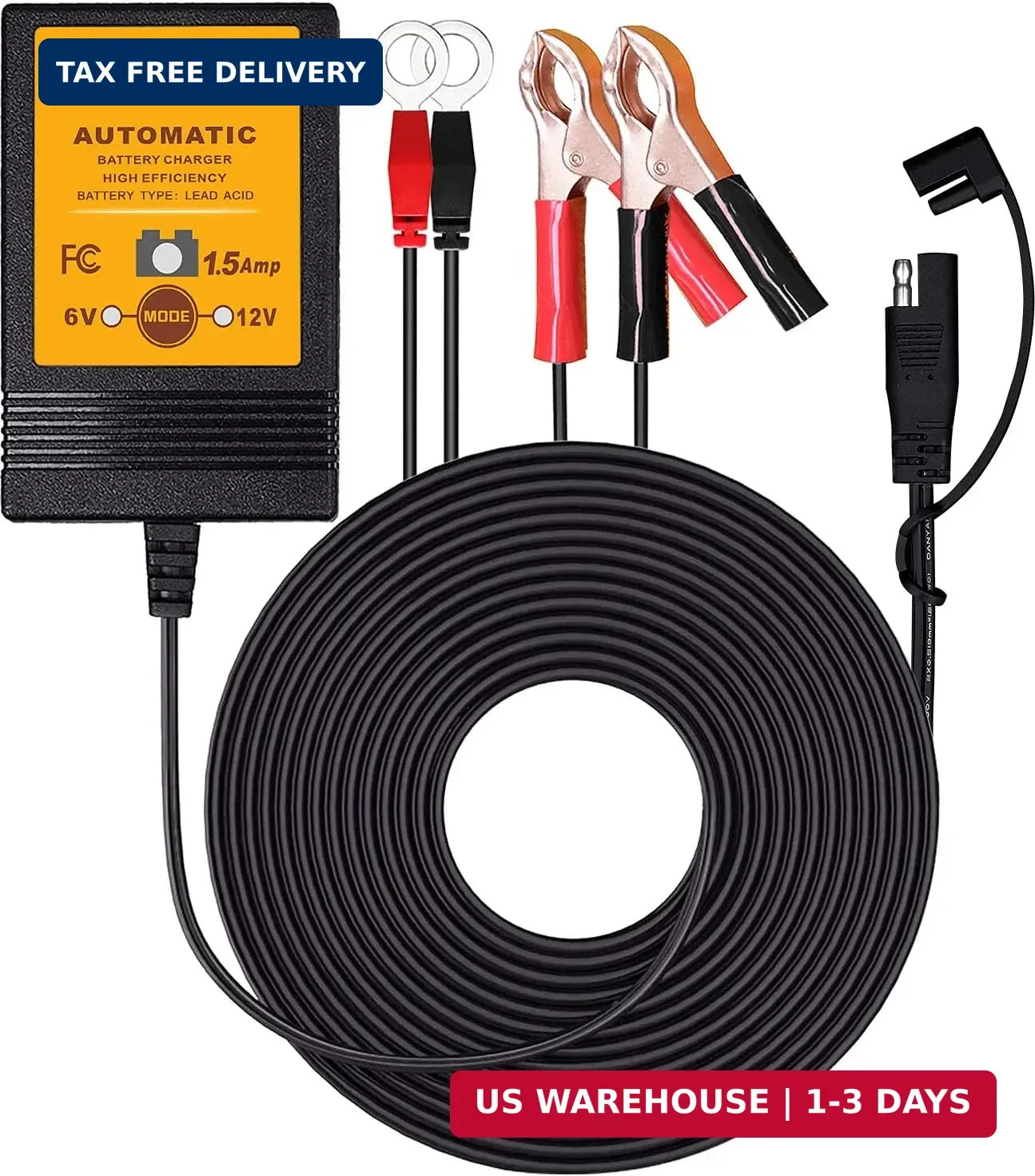 Smart Battery Charger, Mroinge 6V / 12V 1.5A Fully Automatic Trickle Charger/Mai