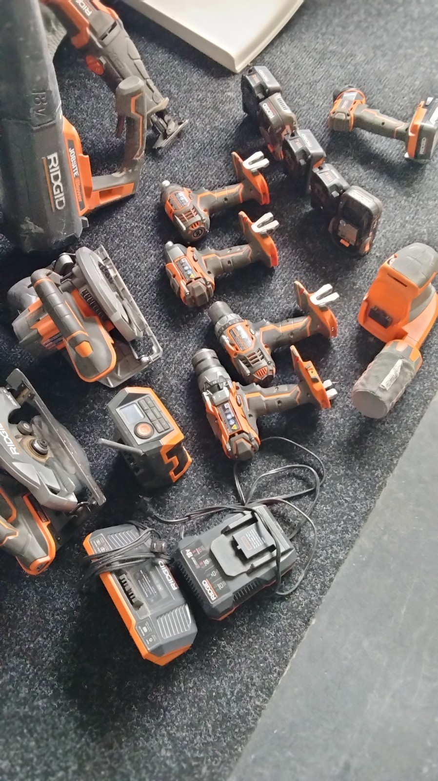 Home Depot, Ridge Brand 20volt Assorted Power Tools.