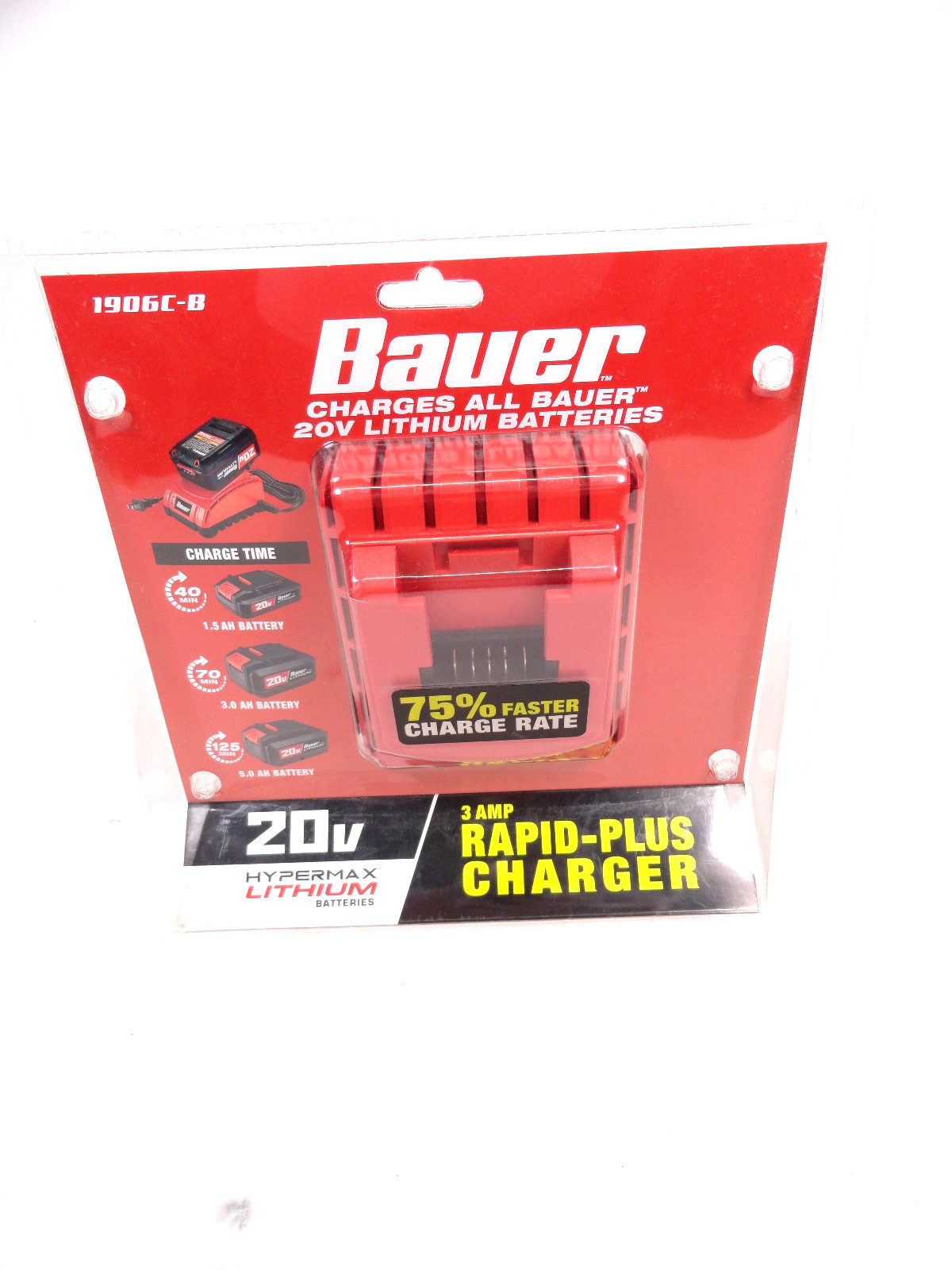 NEW Bauer 3 Amp Rapid-Plus Lithium Ion Battery Charger 20V 1906C-B 57006