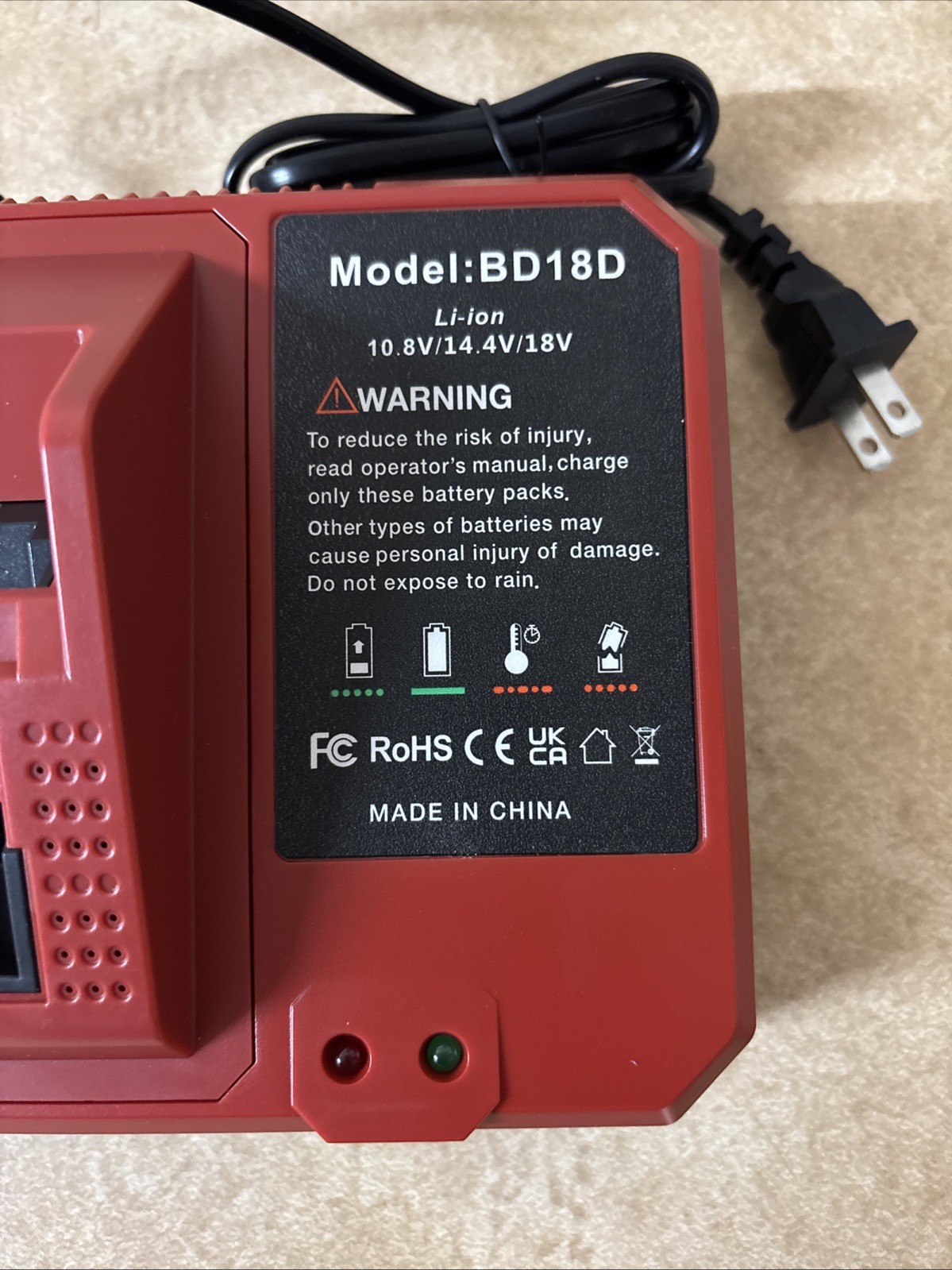 Generic Power Hand Tool Batteries (2) And Charger 10.8V/14.4V/18V Model BD18D