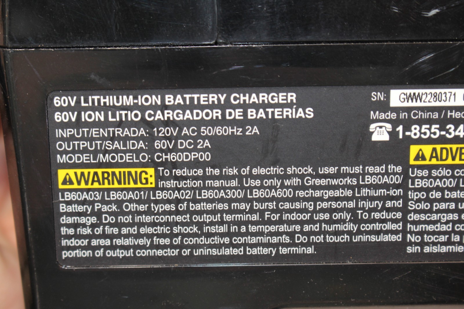 Greenworks Pro Dual Port Ultra Power 60V 60 Volt Battery Charger CH60DP00