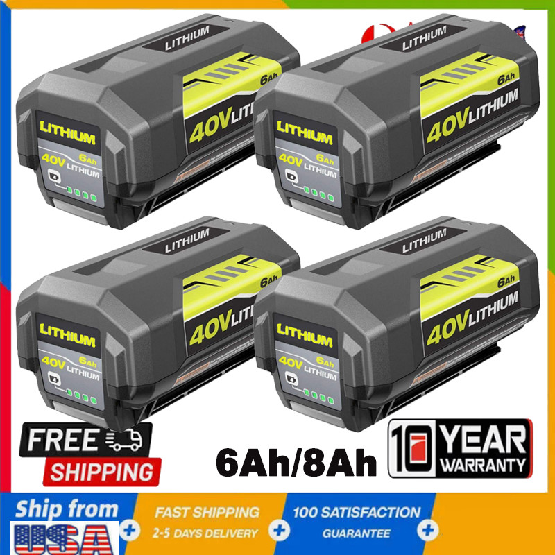 40V 8.0Ah Battery For Ryobi 40 Volt Lithium OP4050 OP4040 OP40602 NEW 6.0Ah