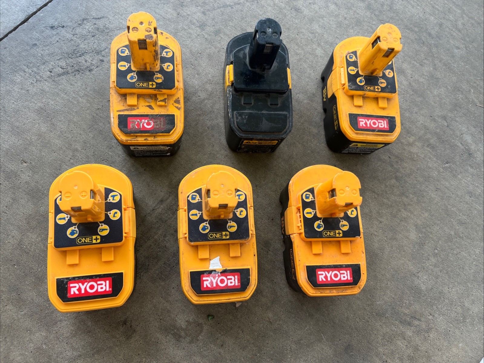 6 Genuine OEM Ryobi ONE+ 18V Ni-Cd Battery Lot Tested Works No Charger
