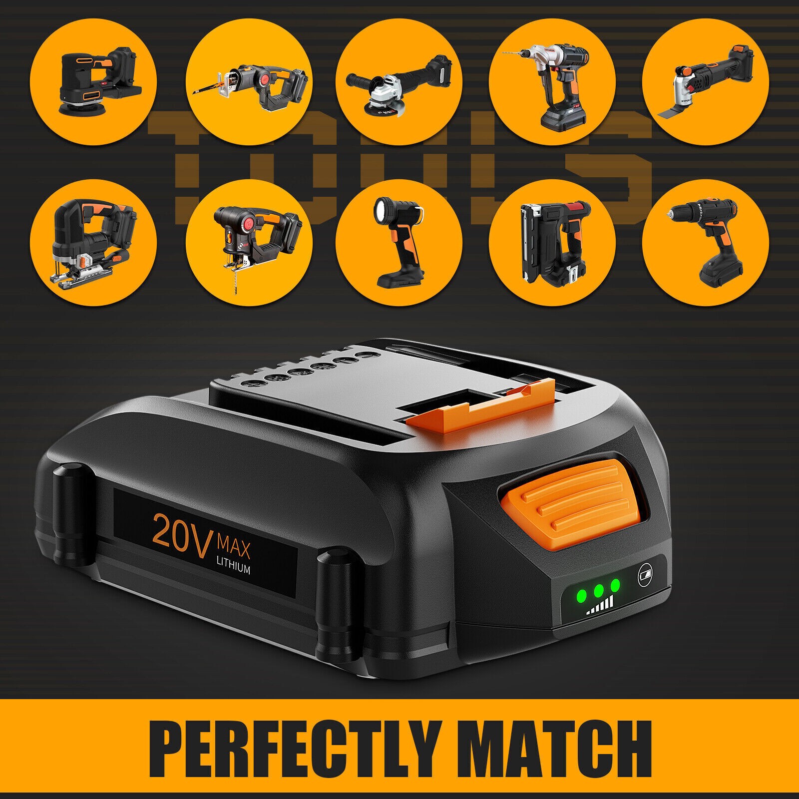 2Pack For WORX 20 Volt MAX Extend Lithium Battery WA3520 WA3525 WA3575 WG155 US