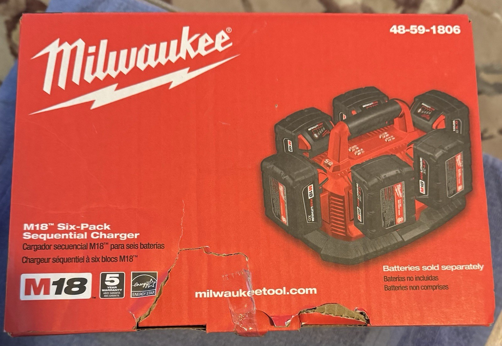 New Milwaukee 48-59-1806 M18 Six Pack Sequential Charger GENUINE 18 Volt 6 Ports