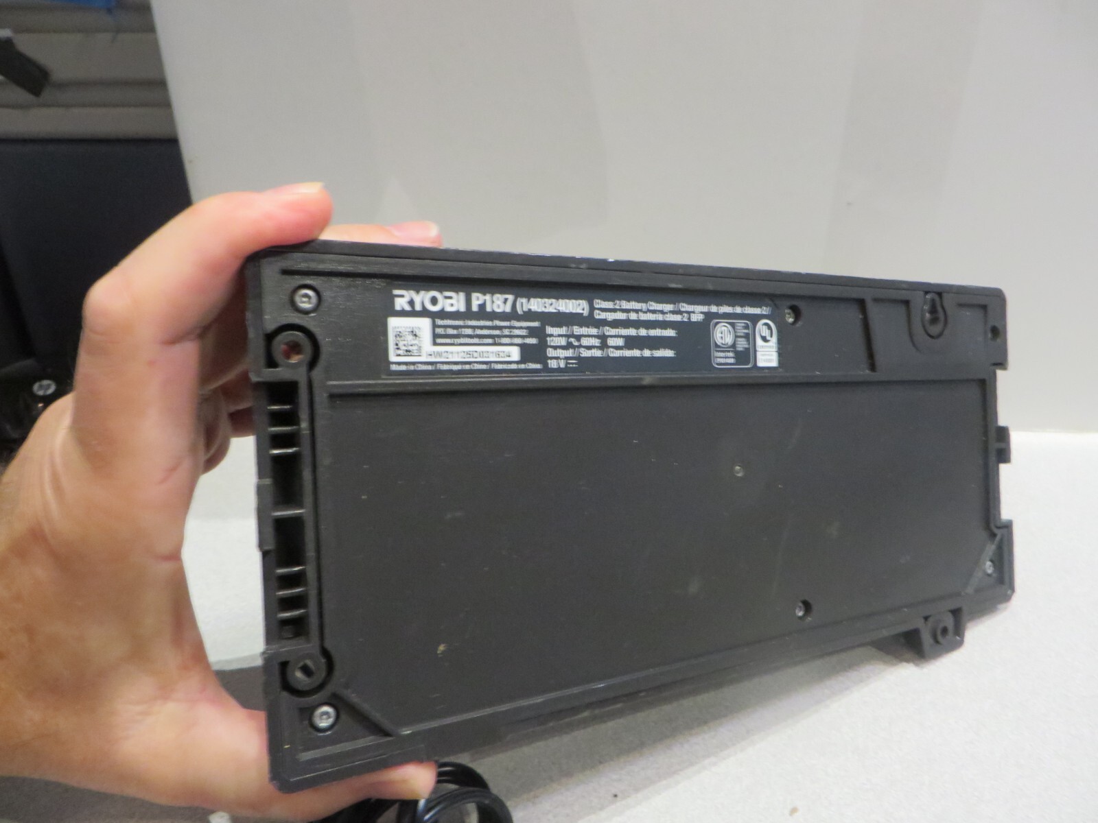 Ryobi P187 Evercharge Wall Mount Battery Charger, For Ryobi Stick Vacs