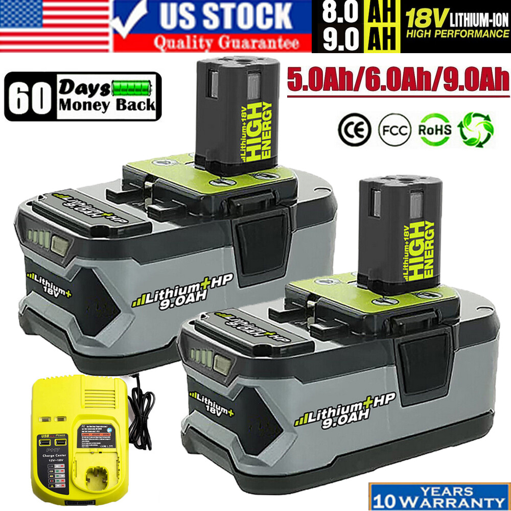 For RYOBI 18V 5Ah 7Ah 9Ah P108 P109 High Capacity Li-ion Battery or P117 Charger