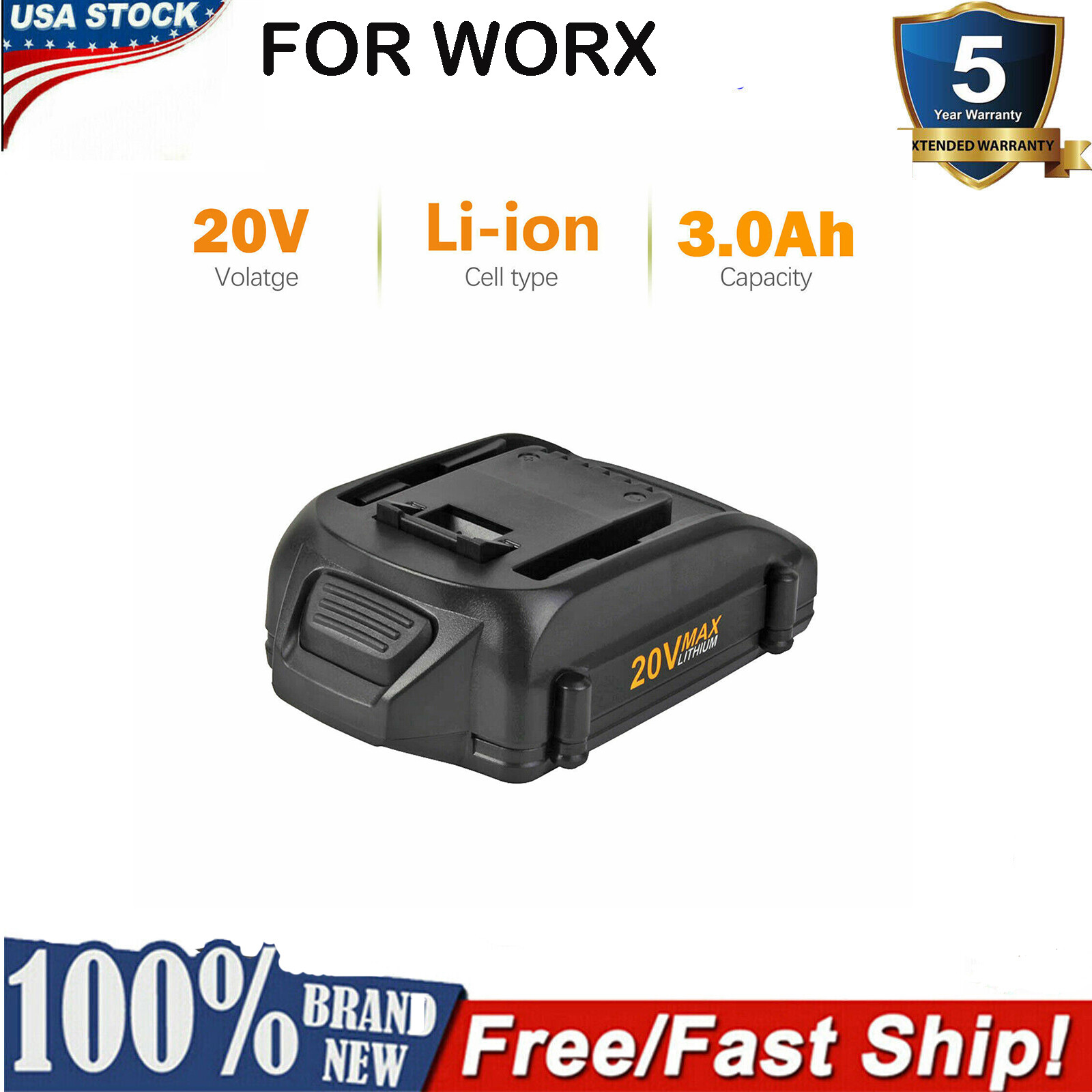 For WORX 20V MAX Extend Lithium Battery or Charger 20 Volt WA3520 WA3525 WA3575