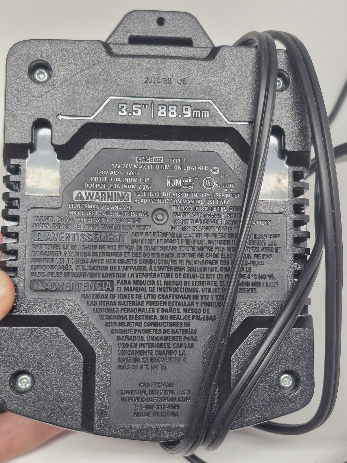 Craftsman CMCB102 Battery Charger 20V Max Lithium Ion Fast Charger ONLY