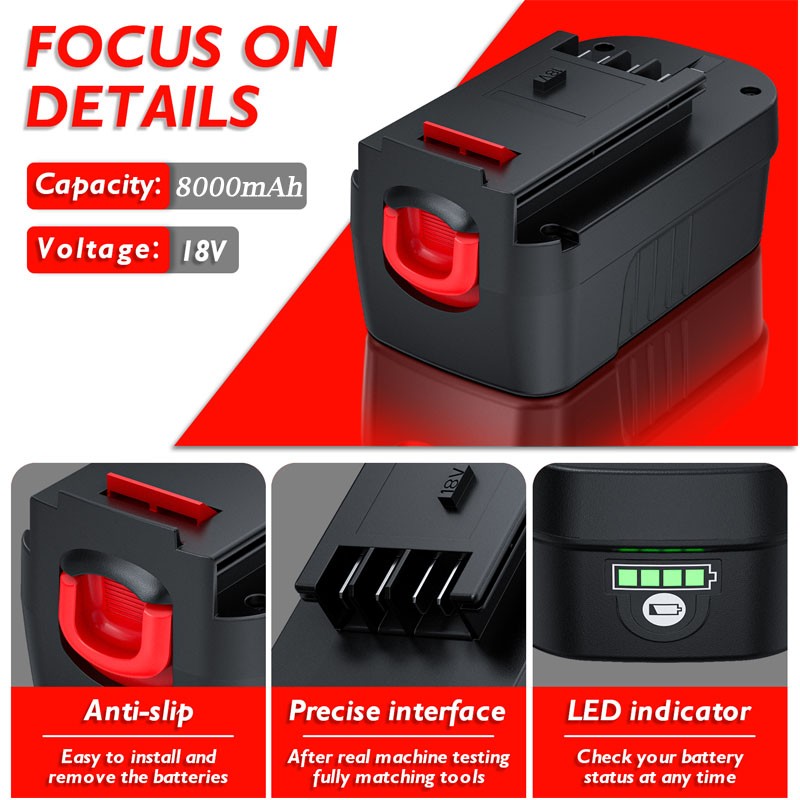 18V for Black and Decker HPB18 18Volt 8000mAh Battery PACK HPB18-OPE 244760-00