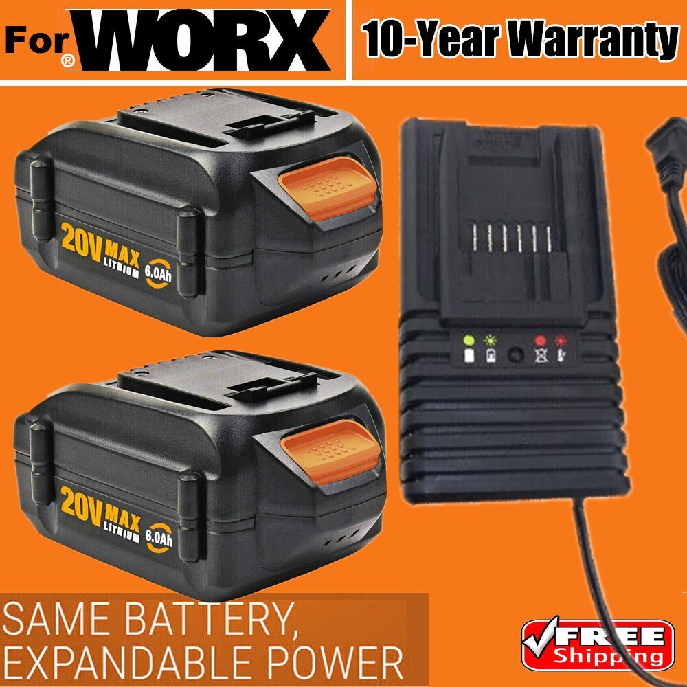6.0Ah For WORX WA3520 20V MAX Extend Lithium Ion Battery / Charger WA3525 WA3575