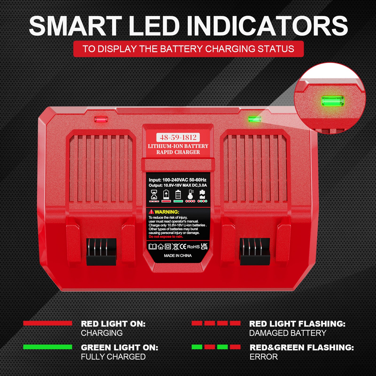 2 Pack 18V 8.0Ah Li-Ion Battery and Charger kit For Milwaukee M-18 4811-1862