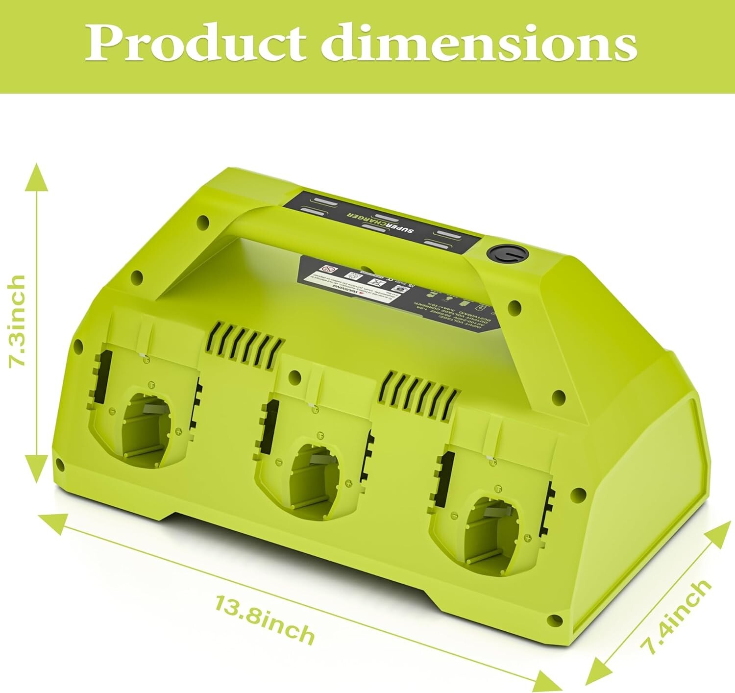 For Ryobi 18V Li-Ion Replacement Charger 6-Port P135/P117 w/Fast Charge & 6 LEDs