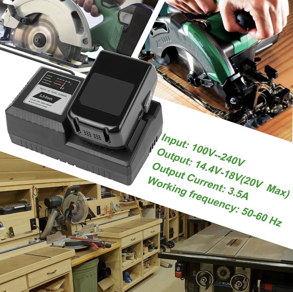 UC18YFSL Lithium Battery Charger for Hitachi 14.4V- 18V Li-ion Battery