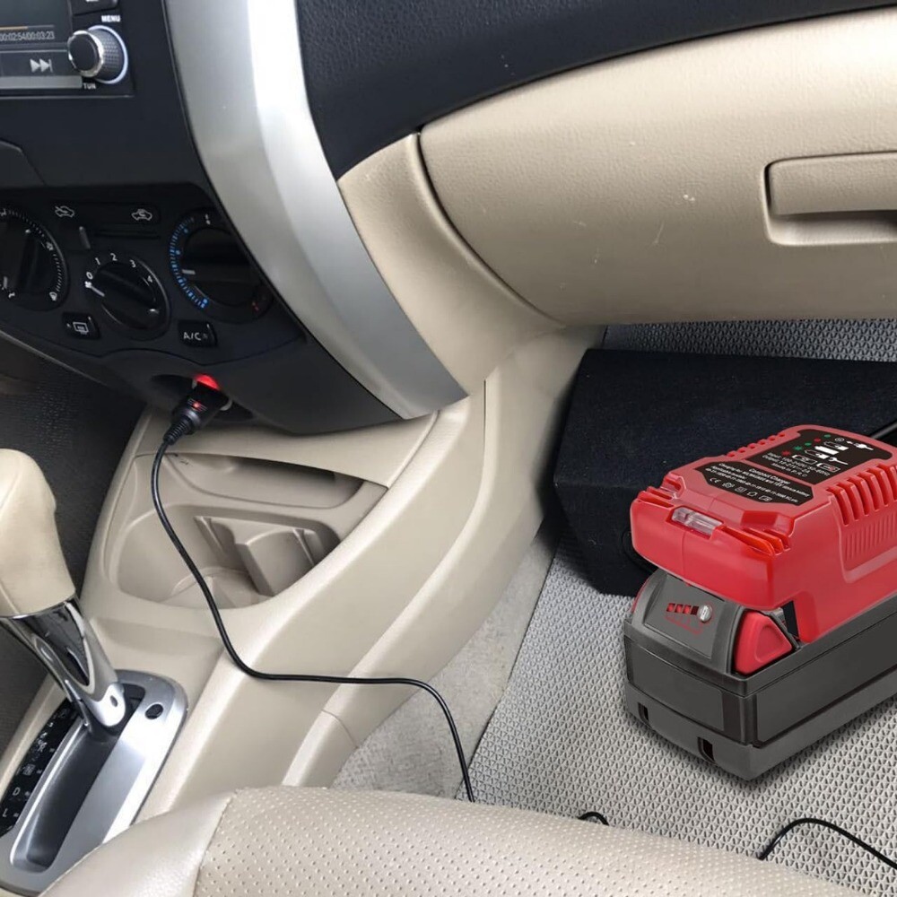 Car Battery Charger for Milwaukee 18V Li-ion Battery with Cigarette Lighter Plug