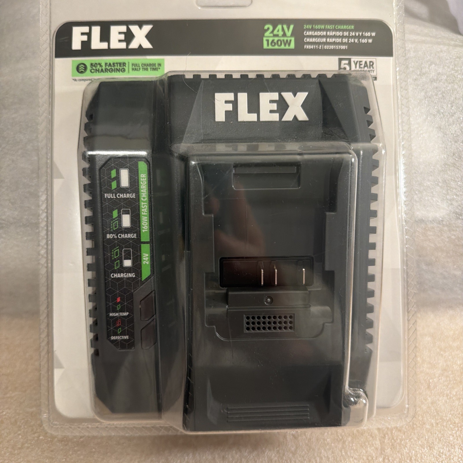 Genuine FLEX FX0411-Z 24Volt 160W Fast Battery Charger ~SEAL IS CRACKED~