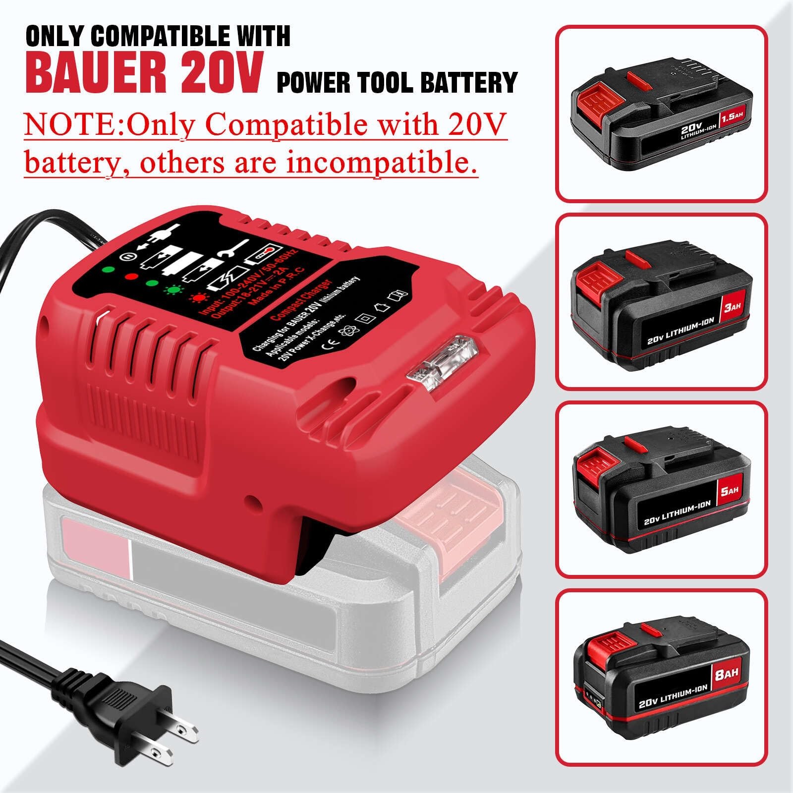 ASUNT 1701C-B 20V Battery Charger Replacement for Bauer Hyper.max Red