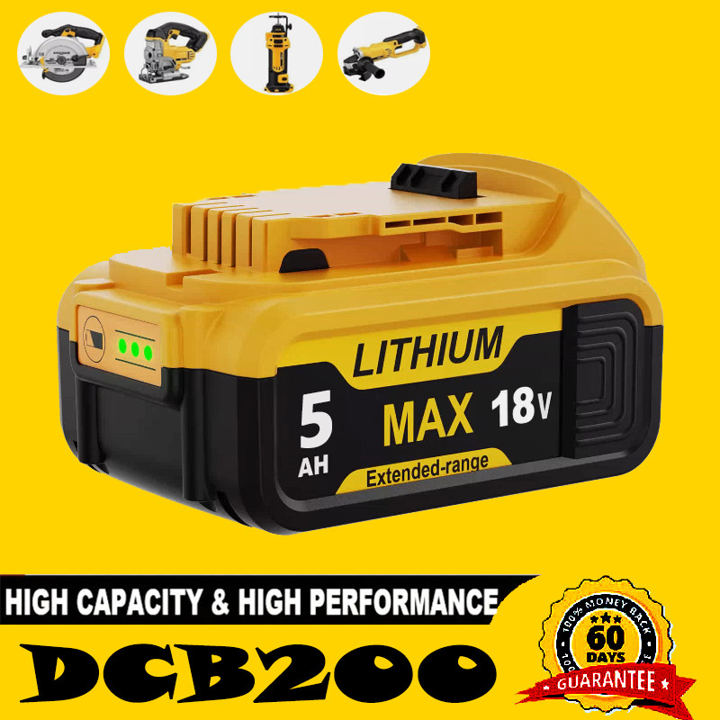 20 Volt For DeWalt 20V Max XR 5.0AH Lithium ion Battery Pack DCB206-2 DCB205 New