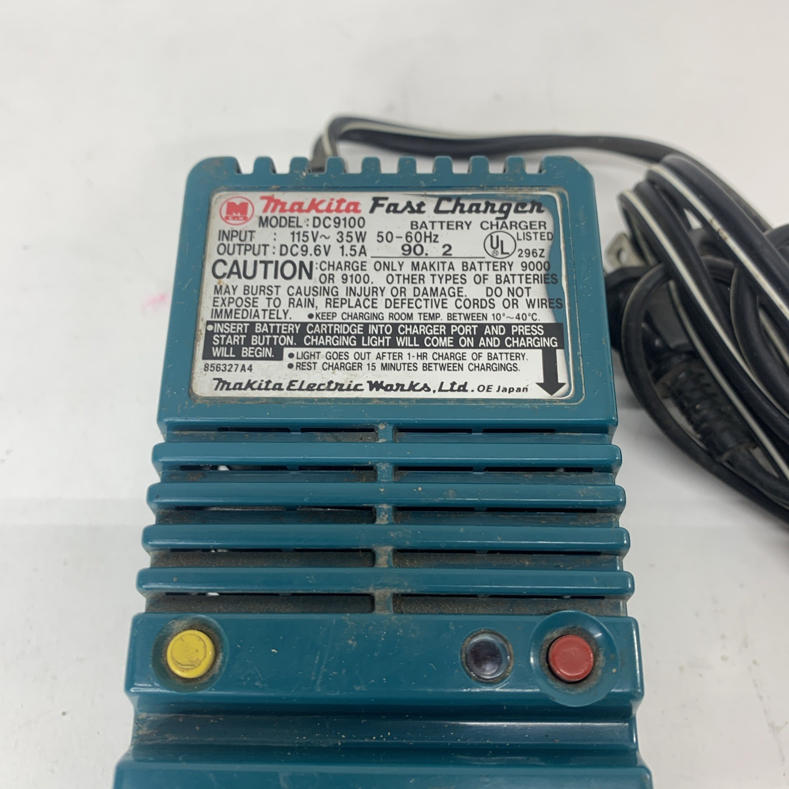Makita Fast Charger Model DC9100 Battery Charger DC 9.6V 115 V 35W 50-60 HZ
