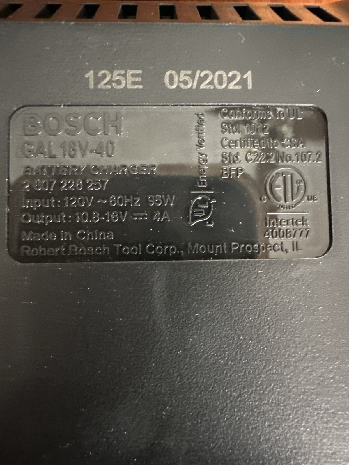 Bosch GAL 18V-40 Lithium Ion Charger