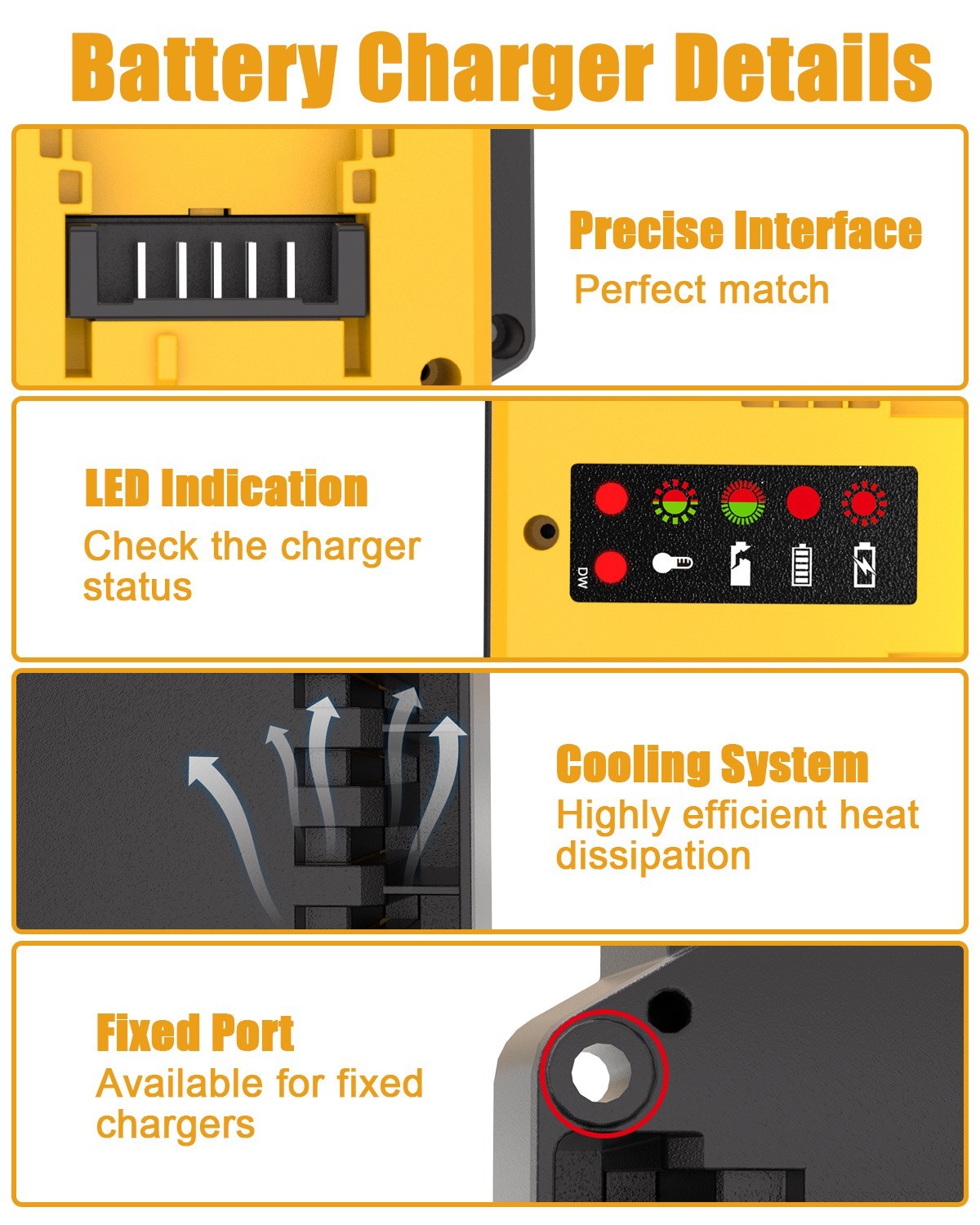 Dual Ports 90W Fast Charger for DeWalt 18V-20V MAX Lithium Battery DCB203 DCB204