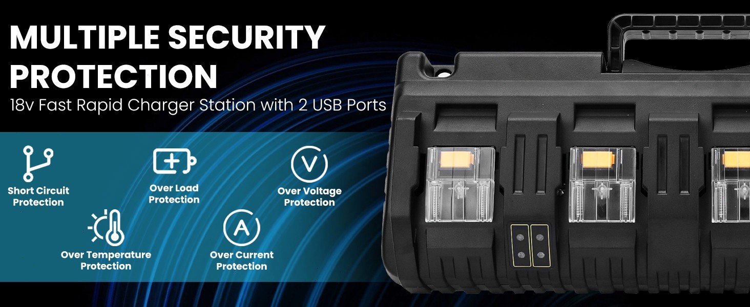 DC18SF 18V LXT Li‑Ion 4-Port Battery Charger Replace for Makita 18 Volt Battery