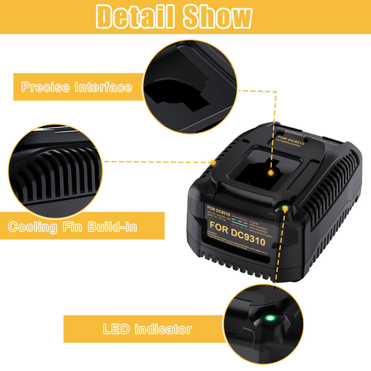 18 Volt DC9310 Charger for Dewalt 7.2V-18V XRP Battery NiCd/NiMh DC9096 DC9098