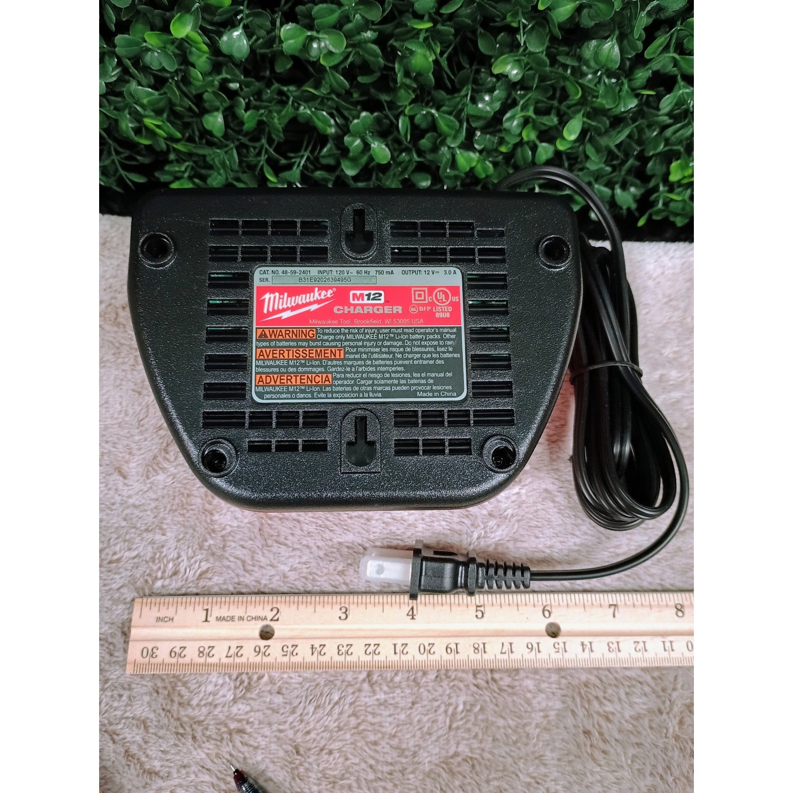 Milwaukee M12 Lithium-Ion Battery Charger 48-59-2401 Red 12V Power UNTESTED