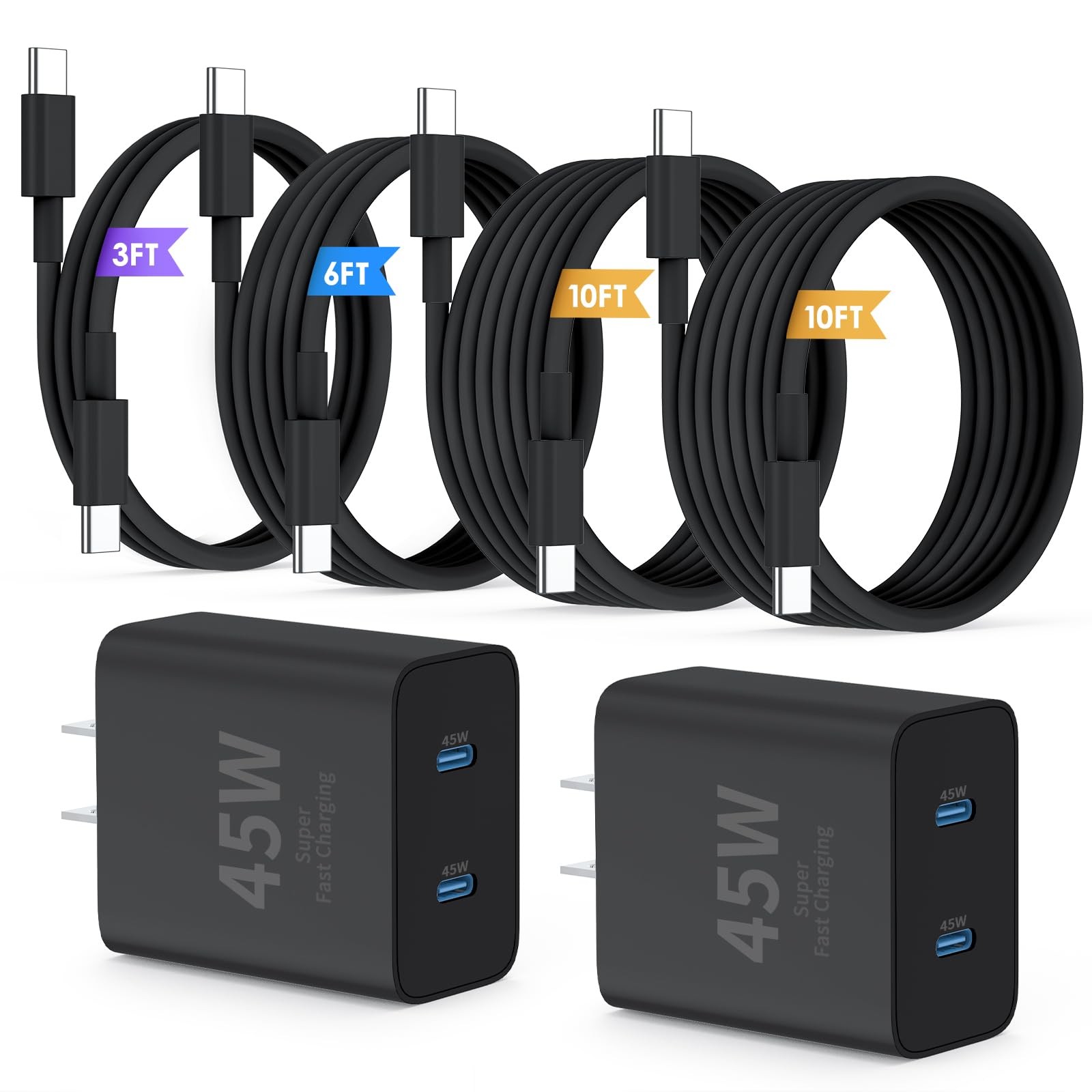 Qziiw Super Samsung Charger Type C45W Dual Port Usb C Charger Block 2-Pack