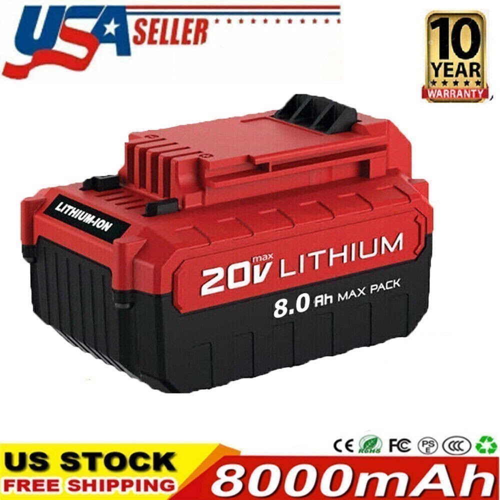 New 8.0Ah 20 Volt Lithium-Ion Battery for PORTER CABLE 20V Max PCC680L PCC685L