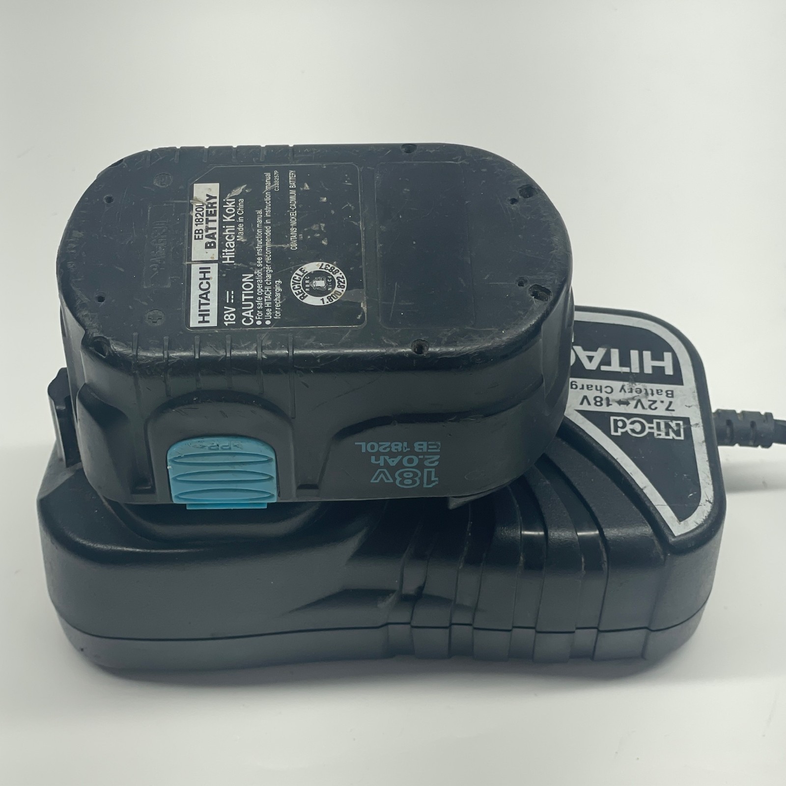 Hitachi 7.2v – 18V NiCd Battery Charger UC18YG w/ 18v Battery EB1820L – Tested