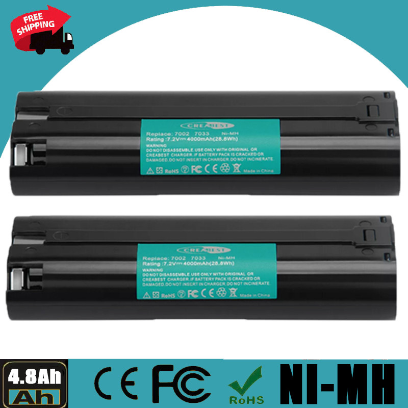 2 PACK 7.2V for 7000 7002 7033 191679-9 632002-4 4800mAh Ni-MH Battery