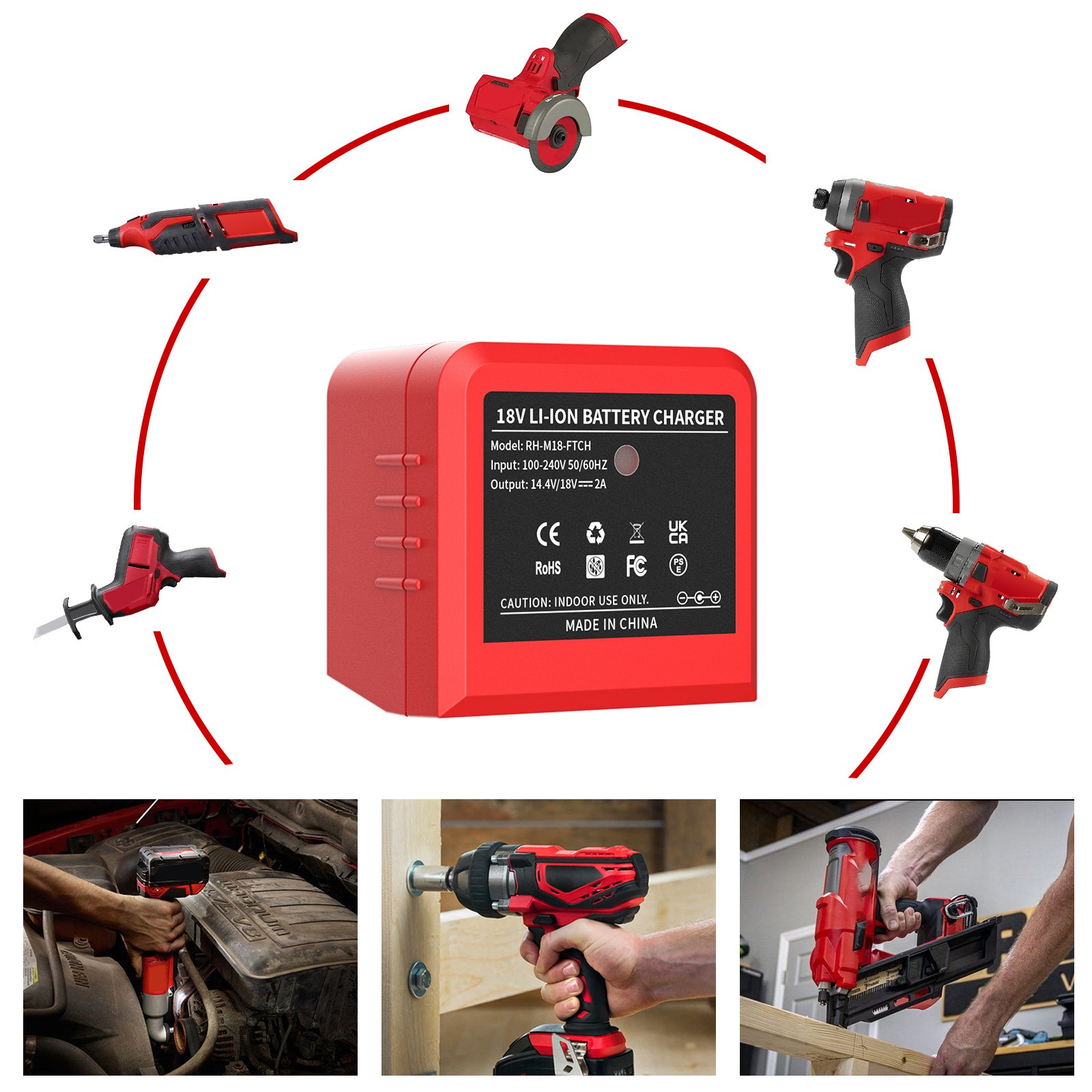 For Milwaukee For M18 Battery For M12 12V Battery Charger- ONLY Charger new