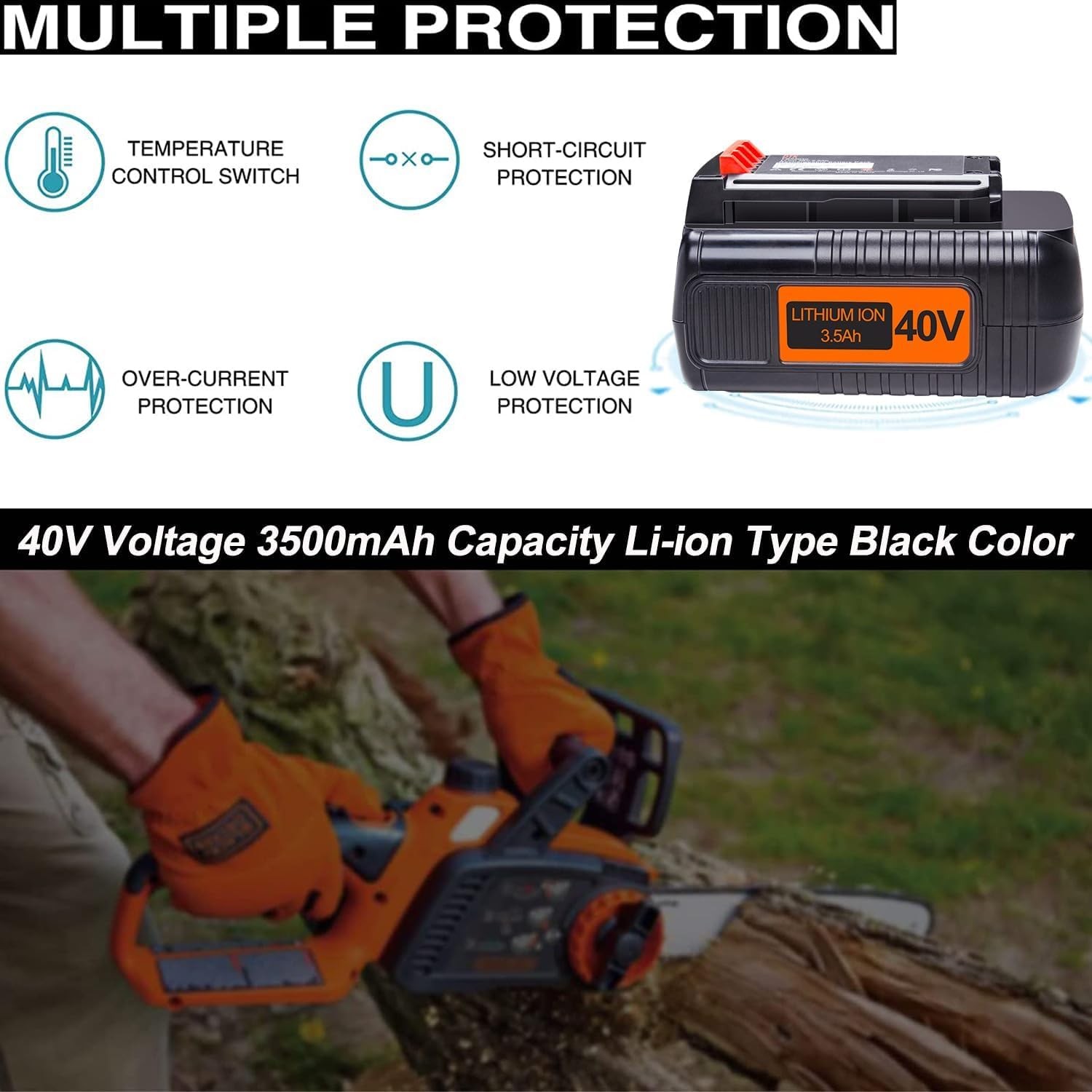 DTK 3.5Ah Replacement Battery for Black and Decker 40V 2 Pack LBXR36 LBX2040