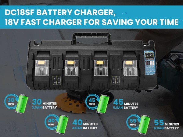 DC18SF 18V LXT Li‑Ion 4-Port Battery Charger Replace for Makita 18 Volt Battery