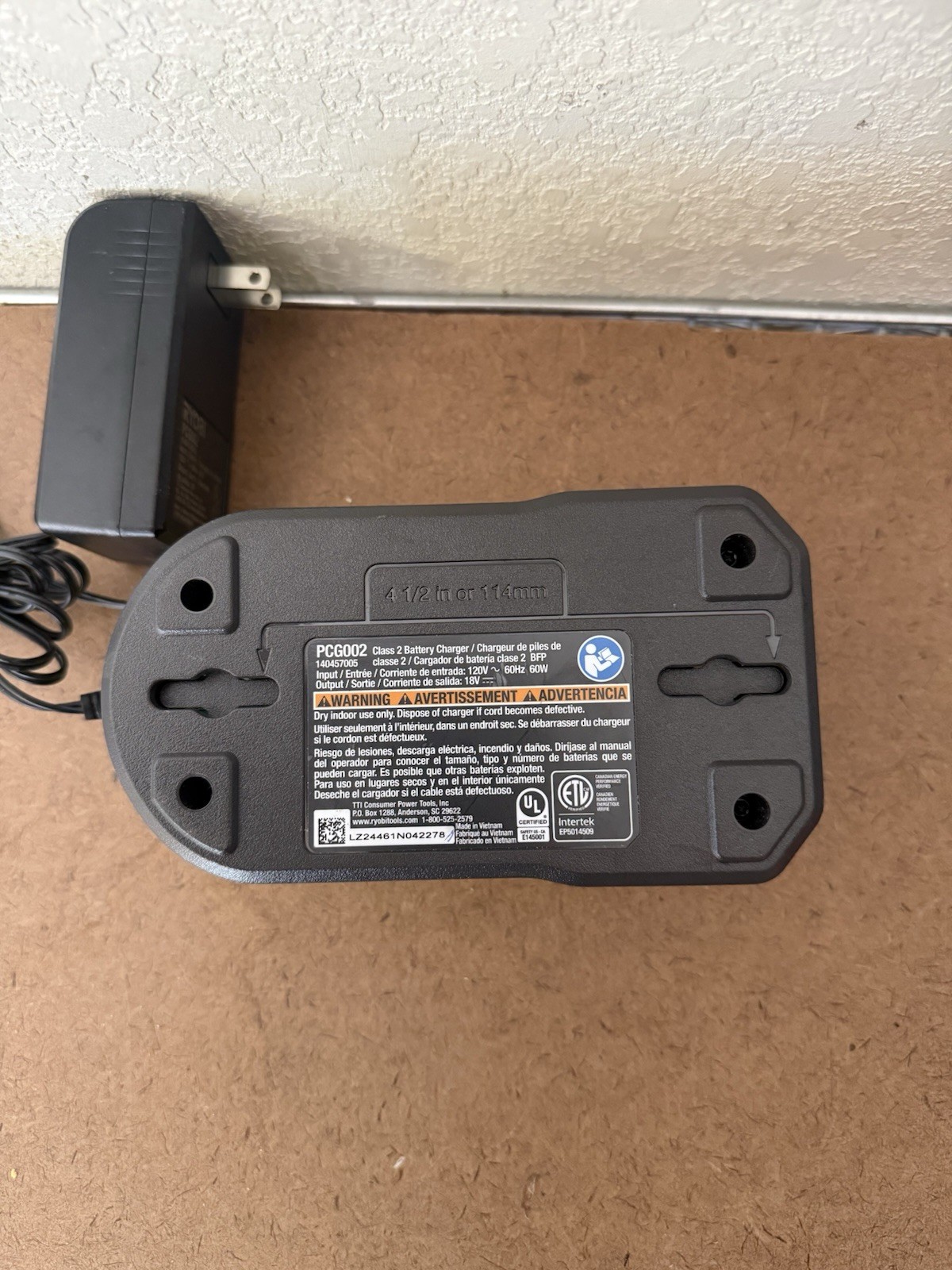 RYOBI ONE+ 18V Battery Charger Dock w/ AC Adapter Green PCG002